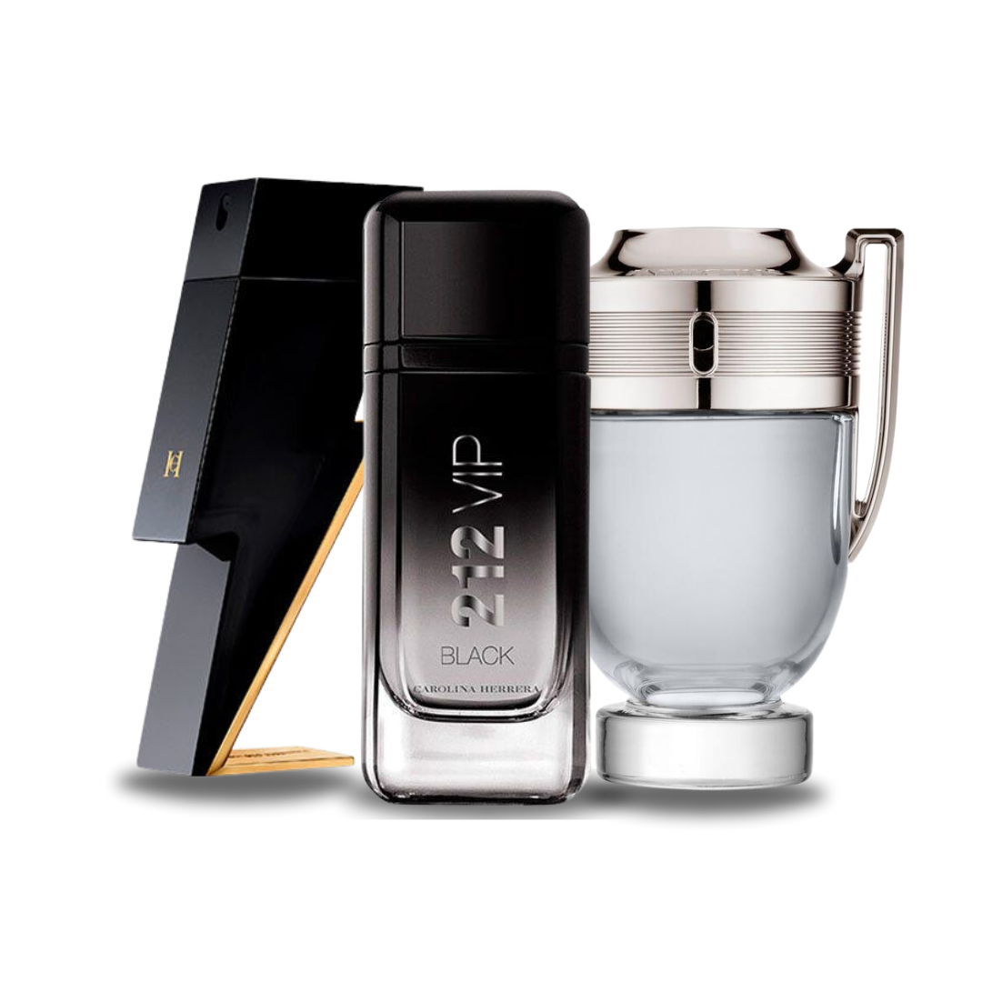 Zestaw 3 Perfum - BAD BOY, 212 VIP BLACK e INVICTUS 100 ml